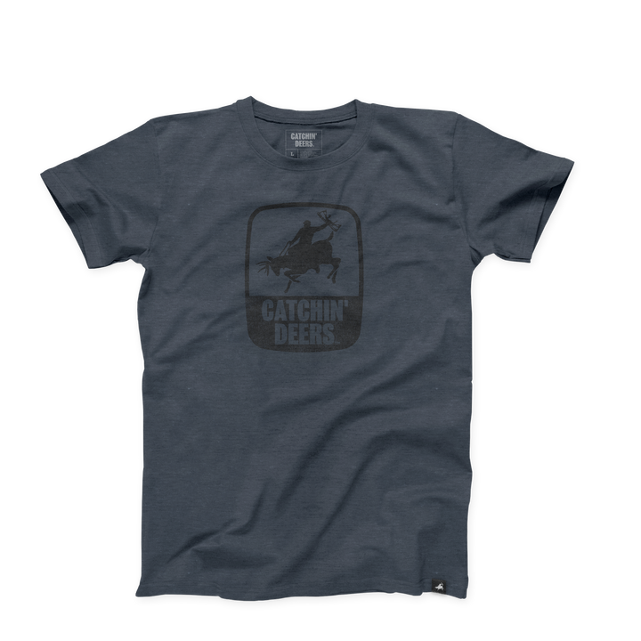 Catchin Deers giddy up tee shirt blue grey