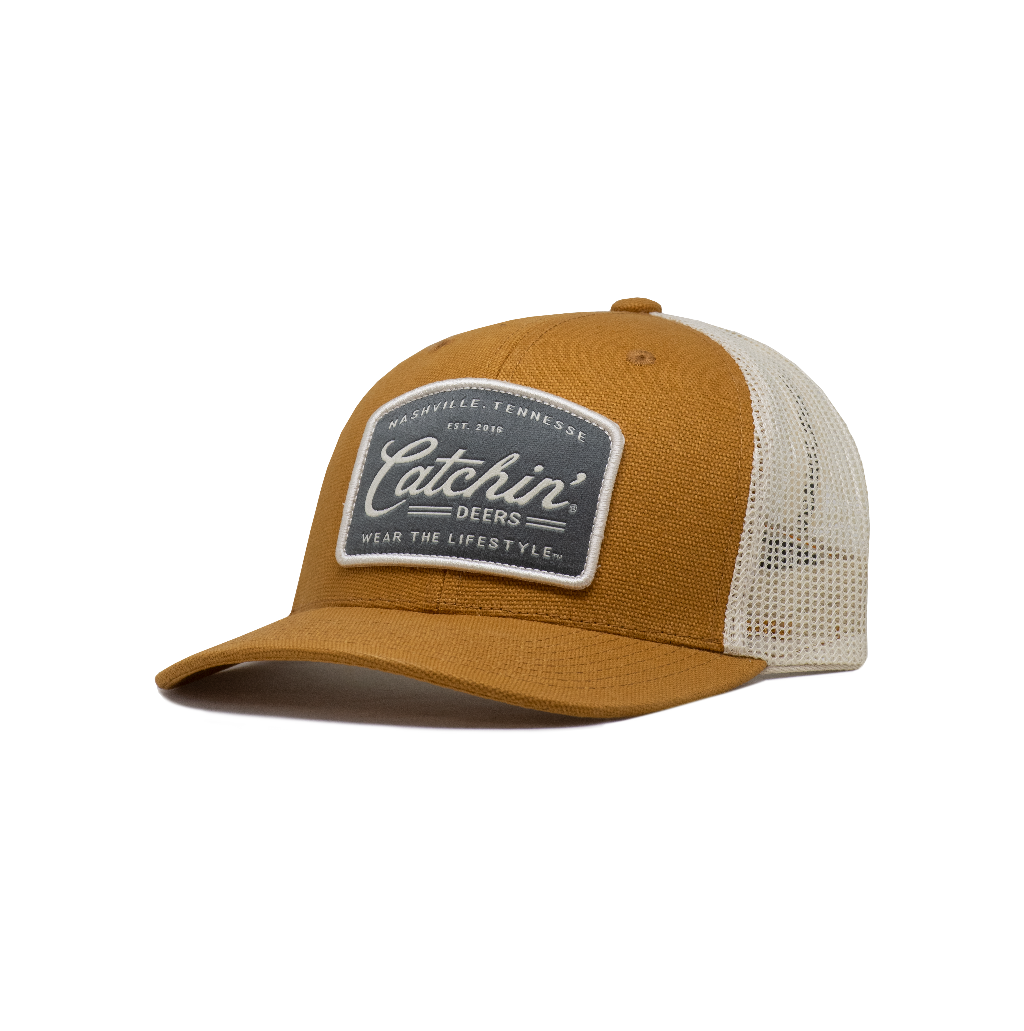 Catchin Deers Men's Kicker Mesh Back Trucker Hat, Gold